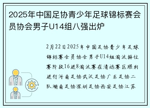 2025年中国足协青少年足球锦标赛会员协会男子U14组八强出炉